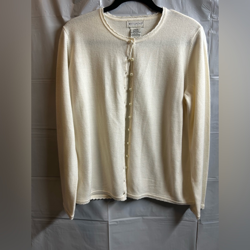 Vintage White Stag Ivory Button-Up Sweater